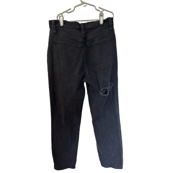 Abercrombie & Fitch 90s Highrise Original Straight Jeans Womens Black Distressed - Picture 2 of 2